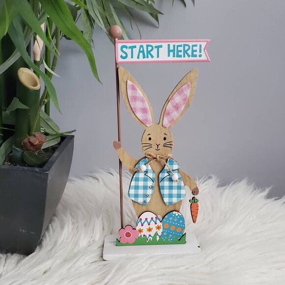 Spring Easter Bunny Start Here Decor - Picture 1 of 3